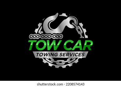 Towing car evacuation logo hook chain design winch truck rescue emergency accident service