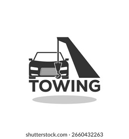 Cadena de gancho de logotipo de evacuación de automóviles de remolque con sombra
