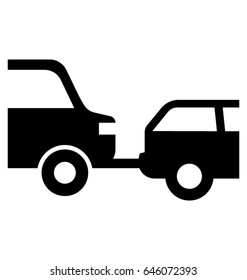 Towing Car Glyph Vector Icon