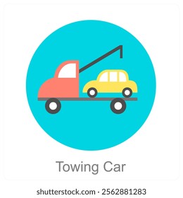 Towing Car and vehicle icon concept