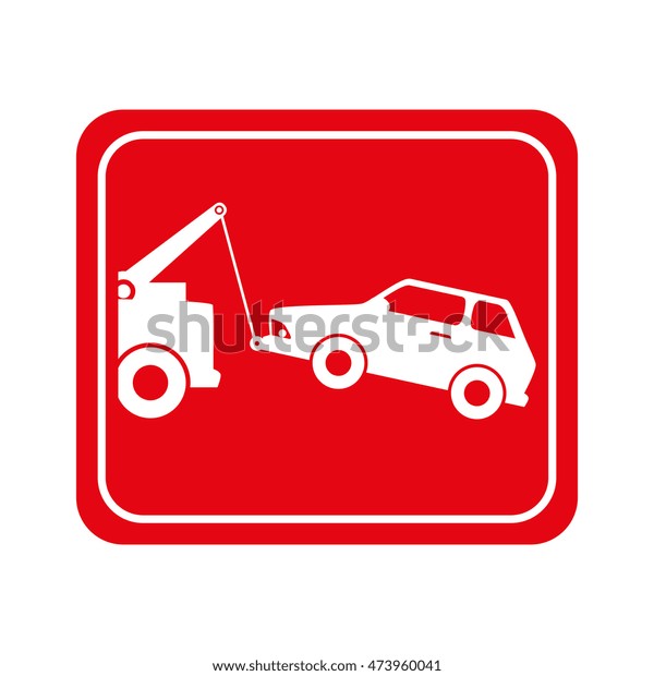 towing\
car vehicle zone sign symbol vector\
illustration