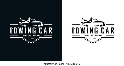 towing car vintage logo  desigen