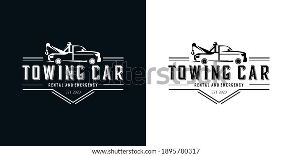 towing car vintage logo \
desigen