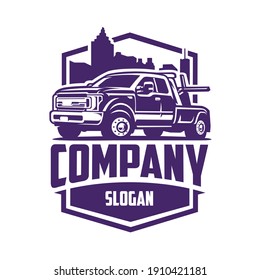 Towing company logo. Wrecker truck logo vector. Ready made logo vector isolated EPS