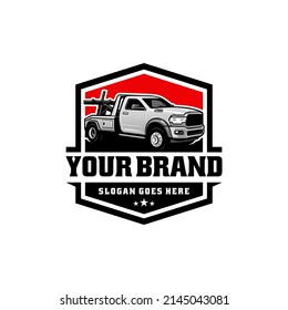 Towing company logo, Wrecker truck logo vector