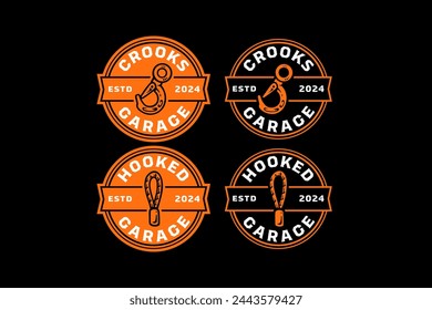 towing, crane hook logo design template for automotive service, garage, workshop and sport