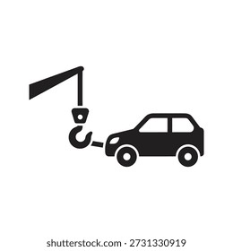 Abschlepphaken-Symbol, Vektorgrafik, die zeigt, dass das Auto von einem LKW gezogen wird Kabel Erholung Service Panne Unterstützung Transportkonzept isoliert weißer Hintergrund Design-Element
