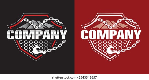 Towing and Repair Logo Design Template. Towing Car Mechanic Logo Business.