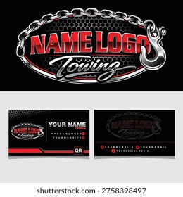 Towing and repair logo design template. Towing car logo template crane service. Towing service and recovery logo design