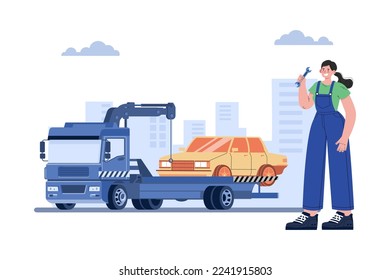 Towing Service Illustration concept on white background