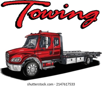 towing service isolated on white background for poster, t shirt print, business element, social media content, blog, sticker, vlog, and card. vector illustration.