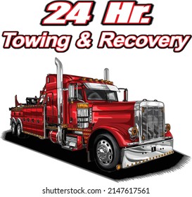 towing service isolated on white background for poster, t shirt print, business element, social media content, blog, sticker, vlog, and card. vector illustration.