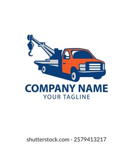 Towing service logo vector for transportation company. Heavy equipment template vector illustration for your brand.