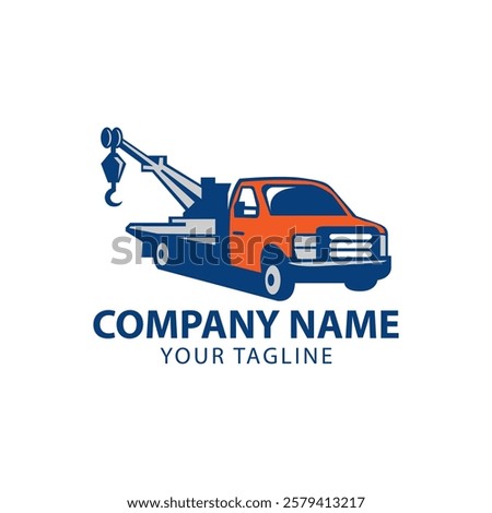 Towing service logo vector for transportation company. Heavy equipment template vector illustration for your brand.