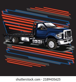 towing service truck isolated on black background for poster, t-shirt print, business element, social media content, blog, sticker, vlog, and card. vector illustration.