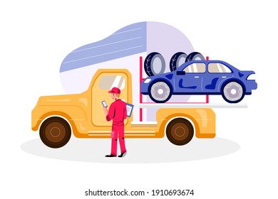 Towing Service Vector Illustration concept. Flat illustration isolated on white background.