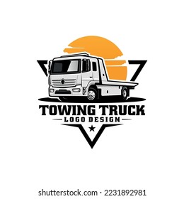 towing truck in badge emblem logo style