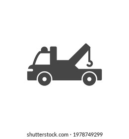 Towing Truck Icon Black and White Vector Graphic