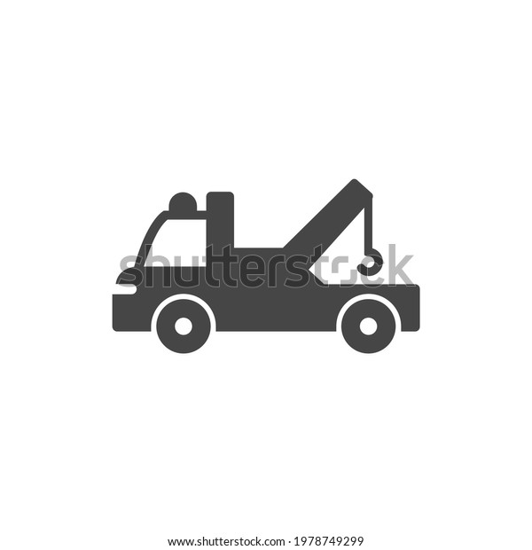 Towing Truck\
Icon Black and White Vector\
Graphic