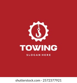 Towing Truck Service Logo Towing Hook In The gear Shape Logo