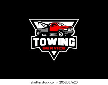 Towing truck service logo vector for transportation company. Heavy equipment template vector illustration for your brand.