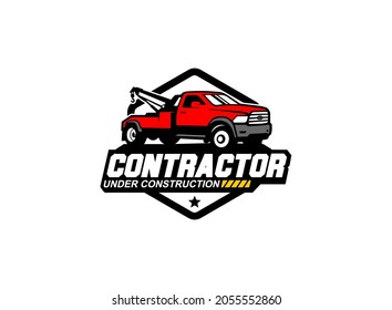 Towing truck service logo vector for transportation company. Heavy equipment template vector illustration for your brand.