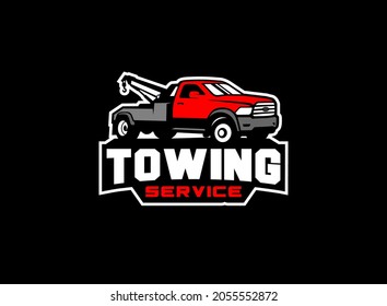 Towing truck service logo vector for transportation company. Heavy equipment template vector illustration for your brand.