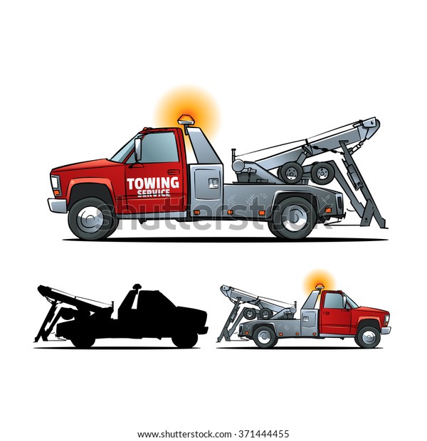 Towing Truck Side View Cartoon Illustration Stock Vector (Royalty Free ...