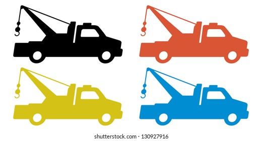 towing truck silhouette set