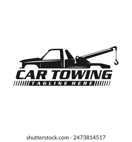 towing truck take a classic car logo vector