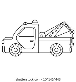 Towing truck for transportation emergency cars. Illustration isolated on white background.