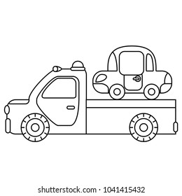 Towing truck for transportation emergency cars. Illustration isolated on white background.