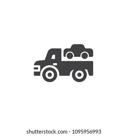 Towing truck vector icon. filled flat sign for mobile concept and web design. Transportation truck simple solid icon. Symbol, logo illustration. Pixel perfect vector graphics
