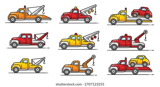 Abschleppvektorgrafik. Pkw-Unfallfahrzeug