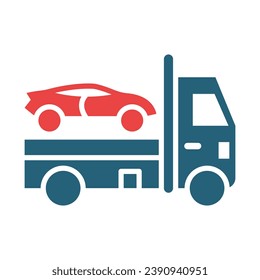 Towing Vehicle Vector Glyph Two Color Icon For Personal And Commercial Use.
