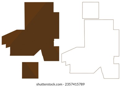 Town of Alice Springs and Belyuen Shire (Commonwealth of Australia, Northern Territory, NT) map vector illustration, scribble sketch map
