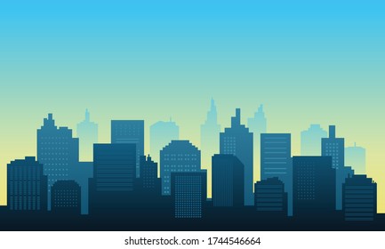 Silhoutte City Night Blue Bakcground Stock Vector (Royalty Free) 398675155