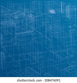 Town Blueprint vector illustration.