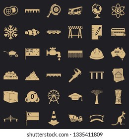 Town bridge icons set. Simple style of 36 town bridge vector icons for web for any design