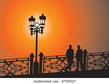 Town bridge. Vector illustration for you design