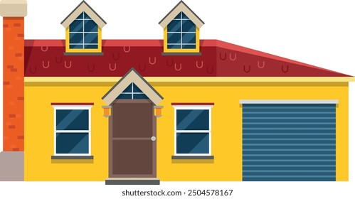 Town building. Detached house with garage color icon