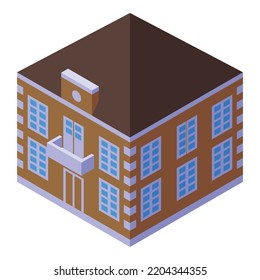 Town building icon. Isometric of town building vector icon for web design isolated on white background