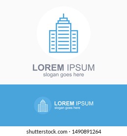 Town building logo concept. Line vector city pictogram building.