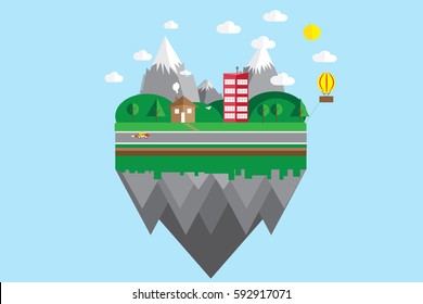 town and building in natural life vector illustration background textures.