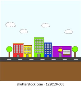 town building with rainbow color