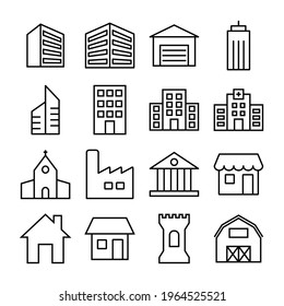 Ciudad, conjunto de construcción vector de icono. Diseño plano.ai