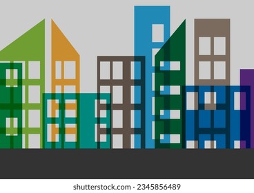 Town building urban symbol colorful graphics construction design background. vector illustration.