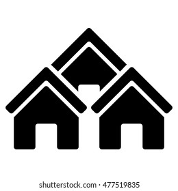 Town Buildings icon. Vector style is flat iconic symbol, black color, white background.