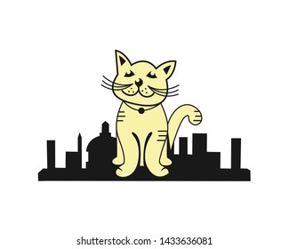 TOWN CAT CARTOON LOGO VECTOR