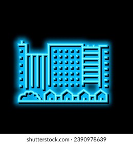 town city buildings and houses neon light sign vector. town city buildings and houses illustration